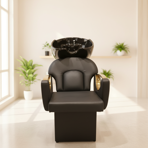 Juego de Muebles de Salón de Belleza Negros de Alta Calidad, Lavabo para Peluquería, Equipo de Peluquería, Silla de Estilismo, Lavacabezas - Product Image 6