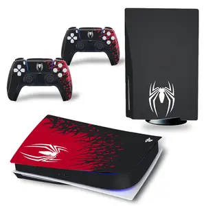 Custom Full Set Skin Decal Sticker Vinyl Decal Cover Spider Design Game Accessories For PS5 Disc Console And Controller