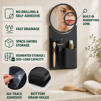 Support mural en silicone étanche sans perçage pour brosses à dents avec miroir, organisateur de salle de bain pour rasoirs et dentifrice