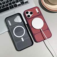 Casing Ponsel Mewah Pendingin Bernapas dengan Disipasi Panas untuk iPhone 17 Air, Cover TPU PC untuk iPhone 16, Casing Ponsel Magnetik