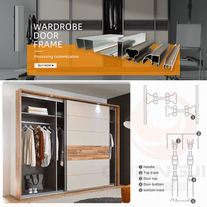 กรอบประตูตู้เสื้อผ้าอะลูมิเนียมแบบกำหนดเอง โปรไฟล์ประตูบานเลื่อนตู้เสื้อผ้า - Product Image 2