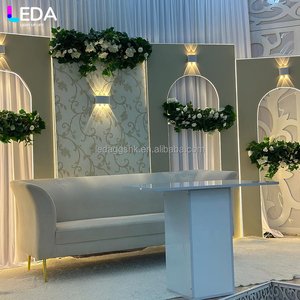 LEDA Birthday Party Backdrop Simple Interior Style <b>Combination</b> Background White LED <b>Square</b> Acrylic Background Set - Product Image 4