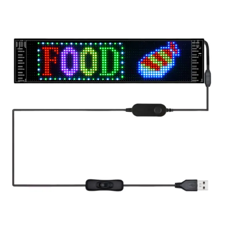 GOTUS rolling bright advertising LED sign, flessibile USB 5V LED car sign Bluetooth APP control display a LED con motivo di testo personalizzato