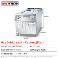 Plancha de Gas Comercial con Gabinete de Almacenamiento, Placa Cromada Plana Completa, Certificación CE, Parrilla para Bistecs para Restaurantes, Comida Rápida y Servicios de Catering