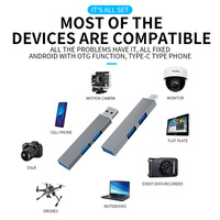 Mini hub usb 3.0 haute vitesse 3 en 1 type c vers usb adapté pour ordinateur portable iPhone pour tablette d'ordinateur MacBook Huawei