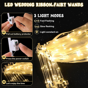 Varitas de Hadas de Seda con Campanas LED y 3 Modos de Iluminación de Colores para Bodas, Año Nuevo y Acción de Gracias - Product Image 2