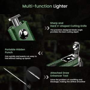 Encendedor de cigarros multifuncional de venta directa de fábrica, encendedor de cigarros a prueba de viento de tres fuegos con cortador, regalo de logotipo personalizable - Product Image 5