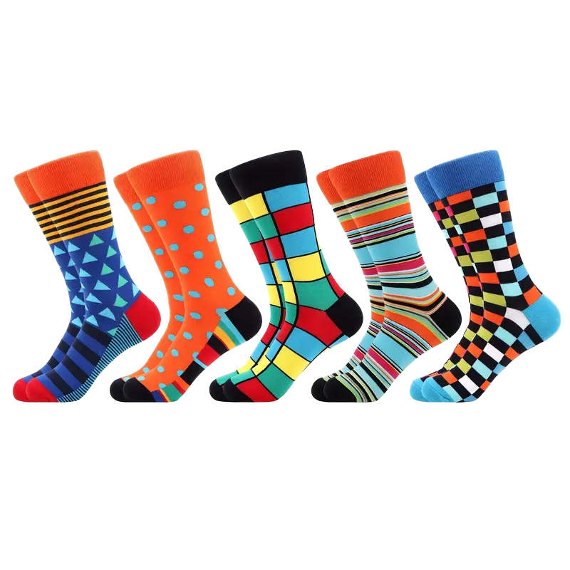 Unisex Bulk Novelty Fun Colorful Squares Crew Socks Original Art Colorful Lattice Girls Socks