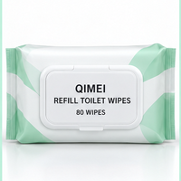 Lingettes humides pour toilettes en marque blanche, paquet de recharge 80 lingettes, couvercle à clapet, OEM ODM