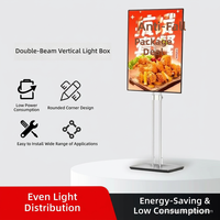 Panneau publicitaire LED ultra-fin, éclairé verticalement, avec affichage de poster rétractable, autoportant, mobile, en verre trempé