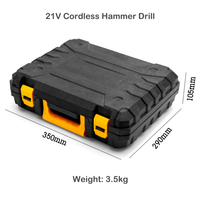 Perceuse à percussion sans fil alimentée par batterie au lithium 21V pour murs en béton, briques, perceuse à percussion sans fil avec 2 batteries, 1 chargeur