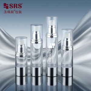 Botella <span class=keywords><strong>de</strong></span> Plástico Transparente Vacía A022C con Bomba <span class=keywords><strong>de</strong></span> Aire Libre Plateada y Tapa Transparente para Cuidado Facial, Crema <span class=keywords><strong>CC</strong></span> - Product Image 1
