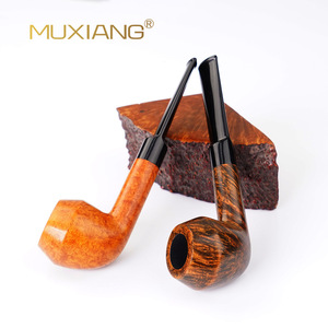 Muxiang Wooden Smoking Pipe Bent Type Solid Wood Tobacco Pipe For Men Gift - Product Image 1
