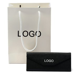 Étui à lunettes de soleil et lunettes de vue Finewell, logo personnalisé, luxe, noir, rectangulaire, pliable, semi-rigide, en cuir PU, style classique - Product Image 2