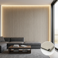 Panel de Revestimiento de Pared Decorativo Interior Moderno de WPC, Resistente al Fuego y al Agua, Diseño de Listones Huecos, Fácil Instalación para Vestíbulos de Hoteles y Villas