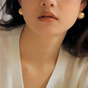 Minimalist 18k Gold Plated Beaded Stud Earring <strong>Stainless</strong> <strong>Steel</strong> Waterproof Chunky Earring for Women Hypoallergenic <strong>Jewelry</strong> Gifts - Product Image 3