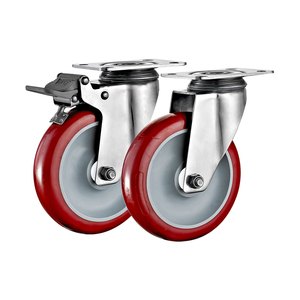 3 ''4'' 5 ''Edelstahl Hochwertige PU-Lenkräder SUS 304 Handwagen Industrielle Außen räder Rollen - Product Image 3