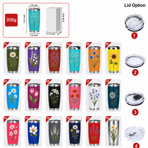 Vaso Térmico Personalizado con Diseño de Flores/Logotipo, Acero Inoxidable 18/8, Aislamiento al Vacío, Tapa Transparente, Pajita Reutilizable, Mantiene la Temperatura de 6 a 12 Horas - Product Image 2