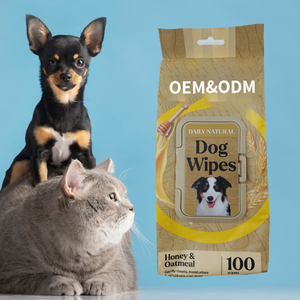 Lenços Umedecidos para Animais de Estimação Personalizados <span class=keywords><strong>OEM</strong></span> ODM em Não Tecido Spunlace, Suaves para Gatos e Cães, 100 Unidades por Pacote - Product Image 1