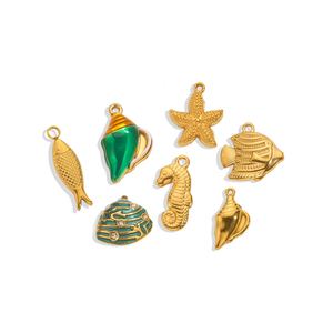 Encantos Costeros Dorados |   Colgante Infantil de Acero Inoxidable Chapado en Oro PVD de 18K para Fabricación de Joyería DIY |   Impermeable e Hipoalergénico - Product Image 6