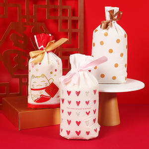 Sacchetto Richiudibile con Coulisse per Confezioni di Nougat, Biscotti e Caramelle per Capodanno con Motivo Cavallo e Fiocco di Neve - Product Image 4