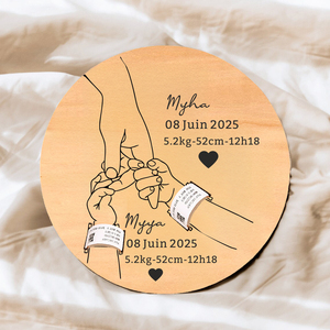 Baby Hospital Band Wooden Keepsake Personalized Newborn Name Sign Birth Announcement Gift Custom Baby Memory Factory Price - Product Image 1
