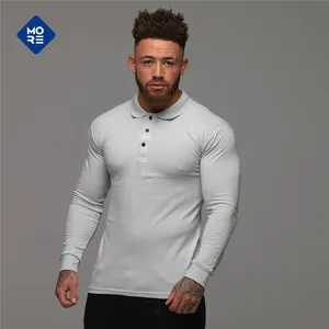 Fornitore di alta qualità cotone fitness muscle building t-shirt a maniche lunghe ricamo t-shirt per uomo stampa polo-tshirt