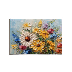 Tableaux imprimés sur toile, idées de peinture sur toile florale, peintures en relief de roses romantiques, affiches de fleurs rouges, décoration modulaire pour la maison - Product Image 2