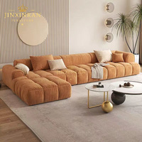 Ensemble de canapés sectionnels modernes de luxe sur mesure en forme de L, revêtement en tissu, structure en bois massif, éponge haute densité pour salon