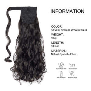 Extension <span class=keywords><strong>per</strong></span> capelli a coda di cavallo ricci e ondulati lunghi, parrucca spessa e folta, extension sintetica a coda di cavallo <span class=keywords><strong>per</strong></span> donna - Product Image 2