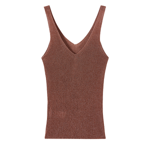 New <b>Women</b> Summer Breathable Anti-pilling V-neck Solid Color <b>Knit</b> Sexy <b>Tank</b> <b>Top</b> Spandex/Polyester Sweet Style Casual - Product Image 4