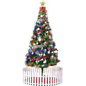 Árvore de natal artificial em pvc, iluminação externa de alta qualidade, decoração natalina, árvore de natal, preta e branca, com decorações