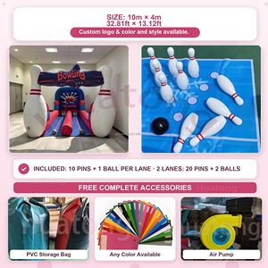 Ensemble <span class=keywords><strong>de</strong></span> bowling gonflable en PVC <span class=keywords><strong>de</strong></span> qualité commerciale 0,55 mm, 2 pistes, jeu <span class=keywords><strong>de</strong></span> bowling gonflable pour intérieur et extérieur, idéal pour <span class=keywords><strong>les</strong></span> entreprises <span class=keywords><strong>de</strong></span> location - Product Image 2