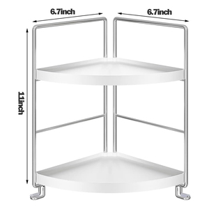 Organisateur d'angle de salle de bain à 2 niveaux en acier inoxydable CF, étagère de rangement pour maquillage, plateau de vanité, organisateur de comptoir de lavabo de salle de bain - Product Image 2