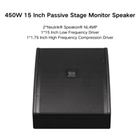 Enceinte de monitoring de scène passive 450W 15 pouces (système de monitoring 2 voies) Enceintes de monitoring de scène professionnelles pour extérieur