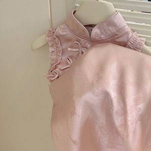 Childrens Cheongsam Dress Solid Color Cotton Summer Party Wear For Baby Girl - Product Image 3