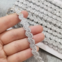 Ruban de garniture tressé métallique or et argent en forme de vague S de 10 mm (1 cm) pour couture de vêtements, textile, bricolage, dentelle de chapeau, rembourrage et garnitures ethniques
