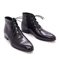 Sepatu Kulit Hak Tinggi Desainer dengan Tali, Tahan Air, untuk Acara Formal - Sepatu Bot Mewah Berujung Runcing untuk Pria Musim Gugur/Dingin/Musim Panas