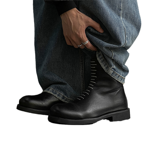 Vintage Men's Western Ankle Chelsea <b>Boots</b> Breathable Comfortable Zipper Thick Sole Casual Shoes Office Winter Anti-Slip - Product Image 1