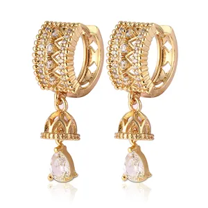 Fashion gemstone jewelry cubic zirconia 18K gold studs earring women