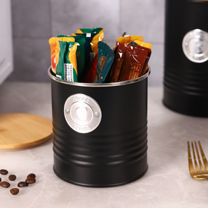 Juego de recipientes de almacenamiento Mystic Arts de hojalata con tapa de bambú, herméticos, para alimentos de cocina, para café, azúcar y pan. - Product Image 2