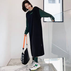 Tendenza <span class=keywords><strong>di</strong></span> alta qualità all'ingrosso autunno Casual lungo <span class=keywords><strong>felpa</strong></span> donna moda oversize <span class=keywords><strong>cotone</strong></span> Maxi <span class=keywords><strong>abiti</strong></span> con cappuccio - Product Image 3