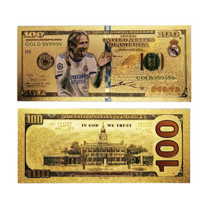 Billet de banque commémoratif plaqué or 24 carats de 100 dollars, collection souvenir pour fans de stars du football - Product Image 2