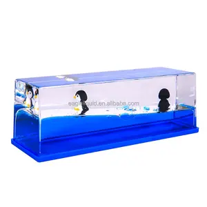 Unsinkable Penguin Floating Drifting Bottle Cute 3D Penguin Liquid Wave Paper Weight