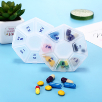 Pilulier en plastique personnalisé en gros 7 jours avec braille hebdomadaire tablette conteneur polygone médecine cas de stockage organisateur