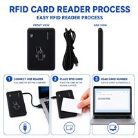 Perangkat Lunak Gratis Frekuensi Ganda USB Tanpa Kontak 125khz dan MF 13.56mhz NFC Usb Rfid Reader Em4100 Pembaca Kartu Kontrol Akses