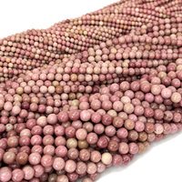 Perles rondes en rhodonite naturelle, 6 mm, 8 mm, 10 mm, perles de pierres précieuses rose doré de haute qualité pour la fabrication de bijoux