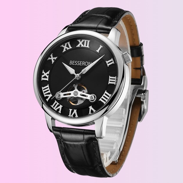 Automatic Mechanical Movement Men's Luxury Watch 316L Stainless Steel Case Sapphire Crystal 42mm Digital Display Leather Strap