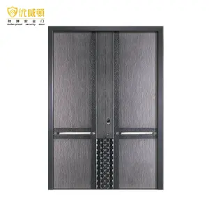Pintu masuk eksterior paduan aluminium desain ledakan mewah pintu depan antipeluru Tiongkok untuk vila Modern