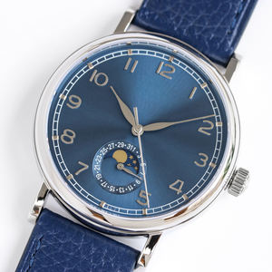 Montre mécanique pour homme avec fonction calendrier de style aiguille, boîtier de 39 mm, le plus fin de sa catégorie, bracelet en cuir italien texturé - Product Image 4